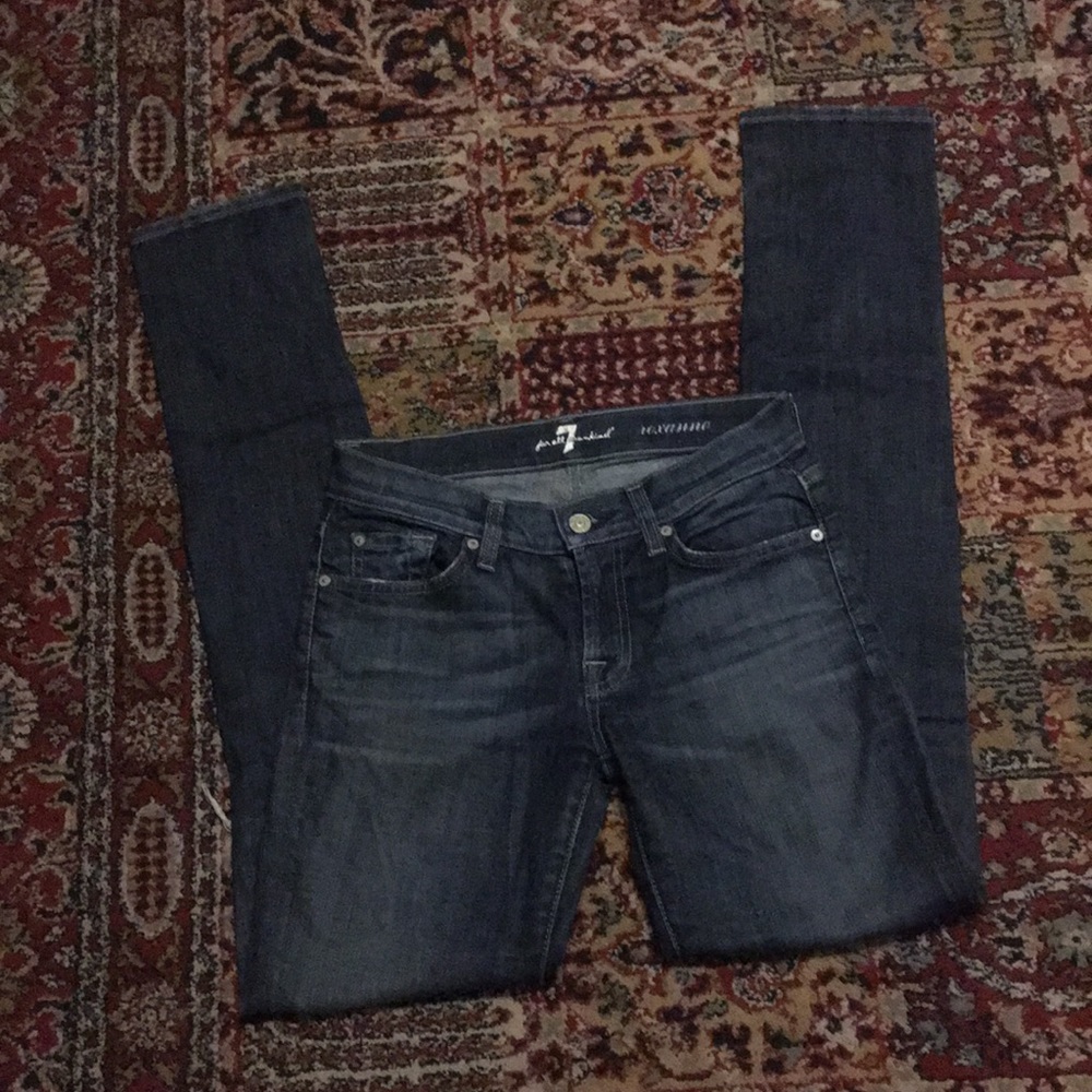 7 For All Mankind Roxanne sz 25 Skinny Ripped Knee - Picture 2 of 6